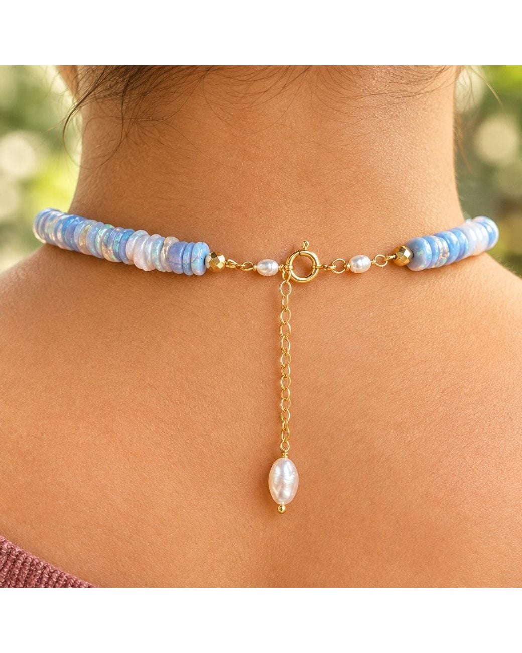 Lexi Jewelry Blue Opal Heishi Choker