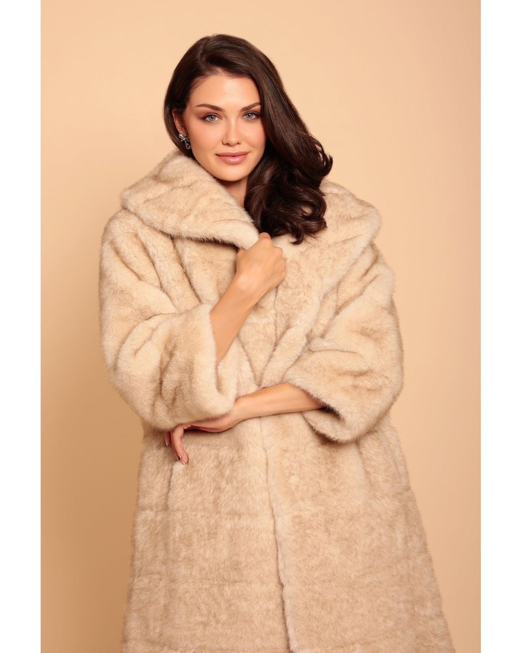 Santinni Natural Neutrals 'Hollywood' Faux Fur Coat