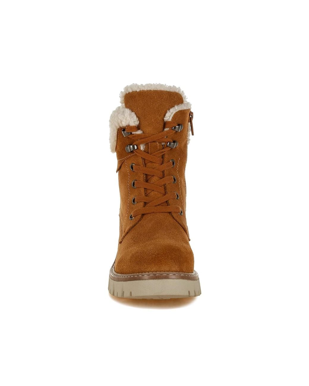 Rag & Co Madoka Fur Collar Chunky Ankle Boots in Brown | Lyst