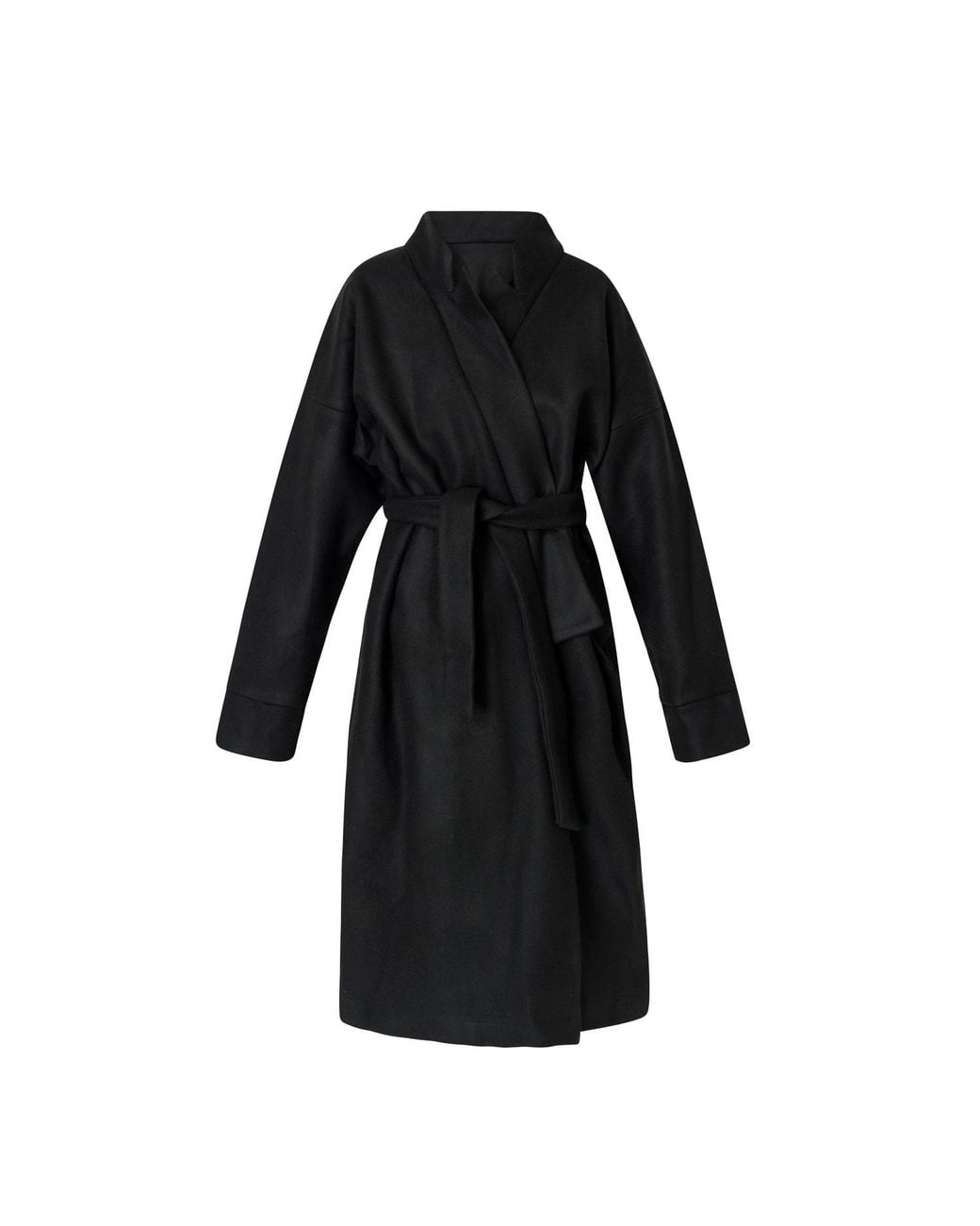LIA ARAM Black Cloth Belted Coat