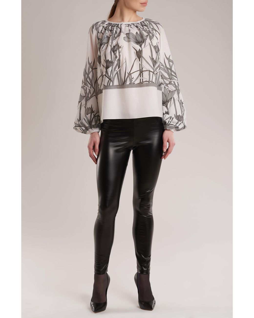 Ginta White Neutrals Floral-Print Cotton Top