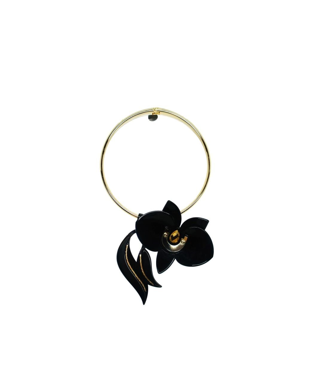 Gissa Bicalho Black Acrylic Handmade Necklace Orchid Deco