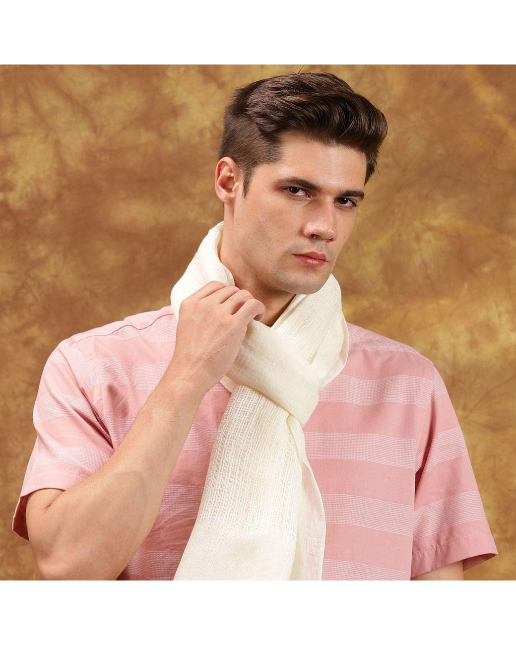 Heritagemoda White Neutrals Handwoven Premium Linen Scarf For