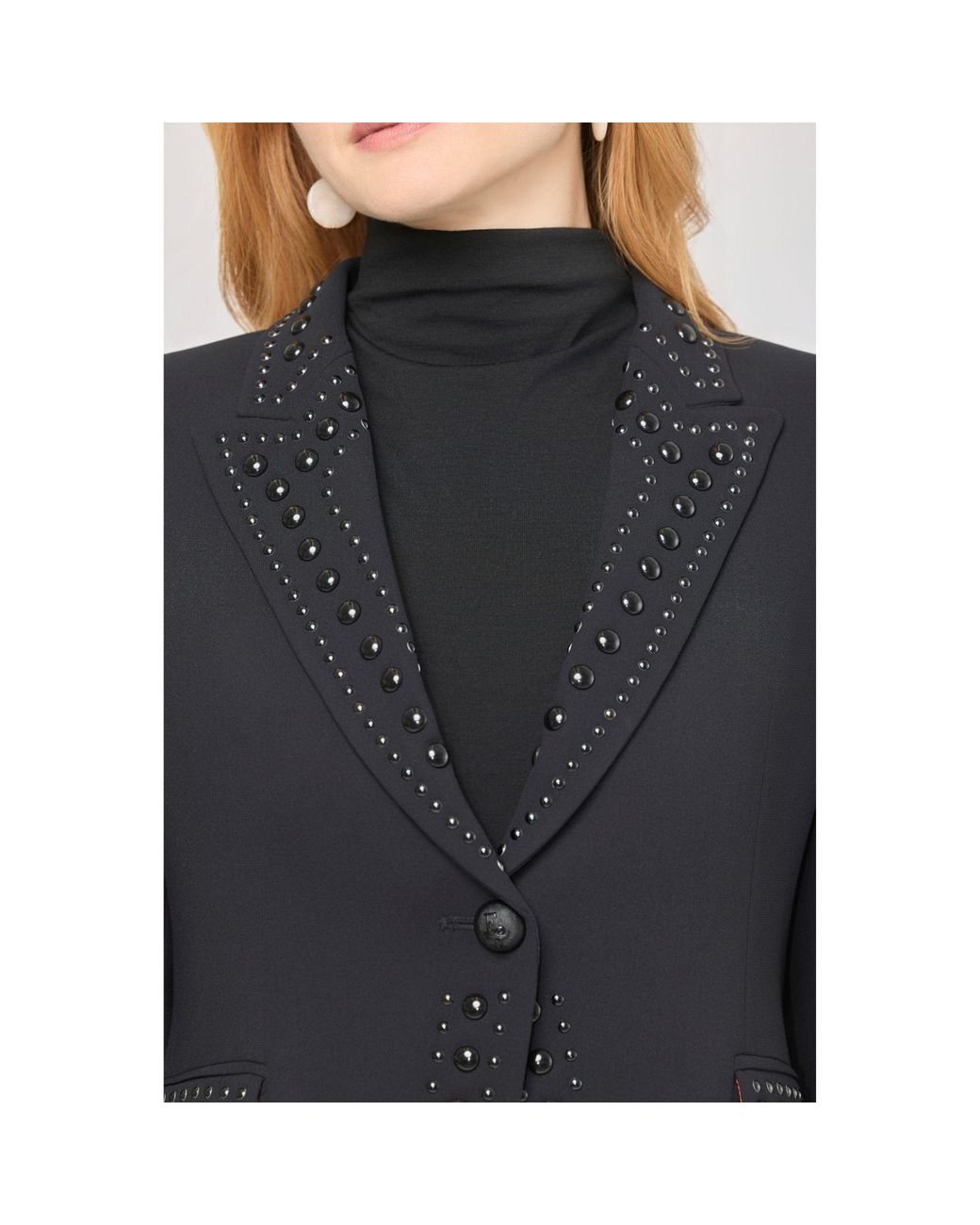 The Extreme Collection Black Blazer With Bold Stud Accents Rock Star