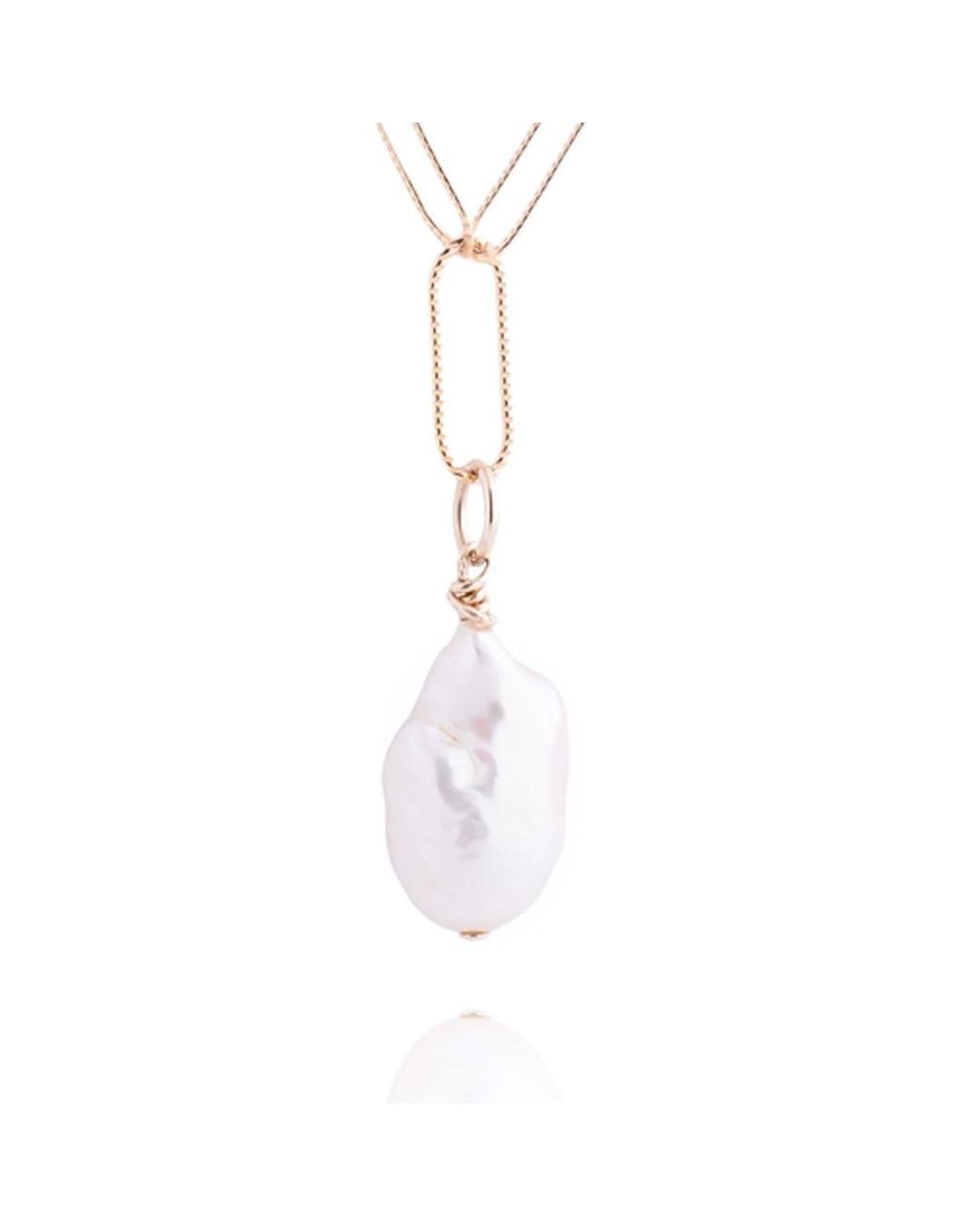 N'damus London Metallic Nacre Chain & Ivory Baroque Pearl Necklace