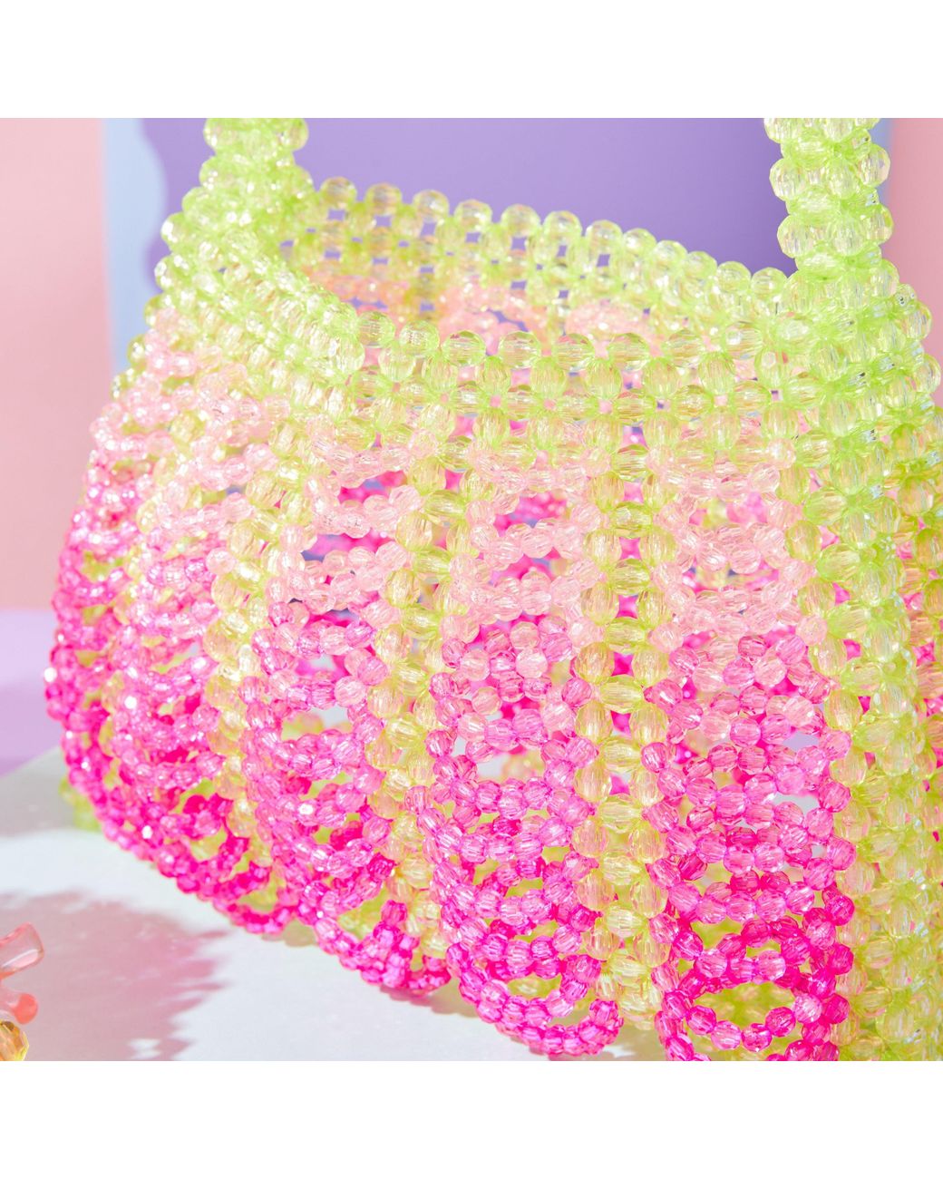 Tillie Beads Pink Sunset Pop Lemon Beaded Bag