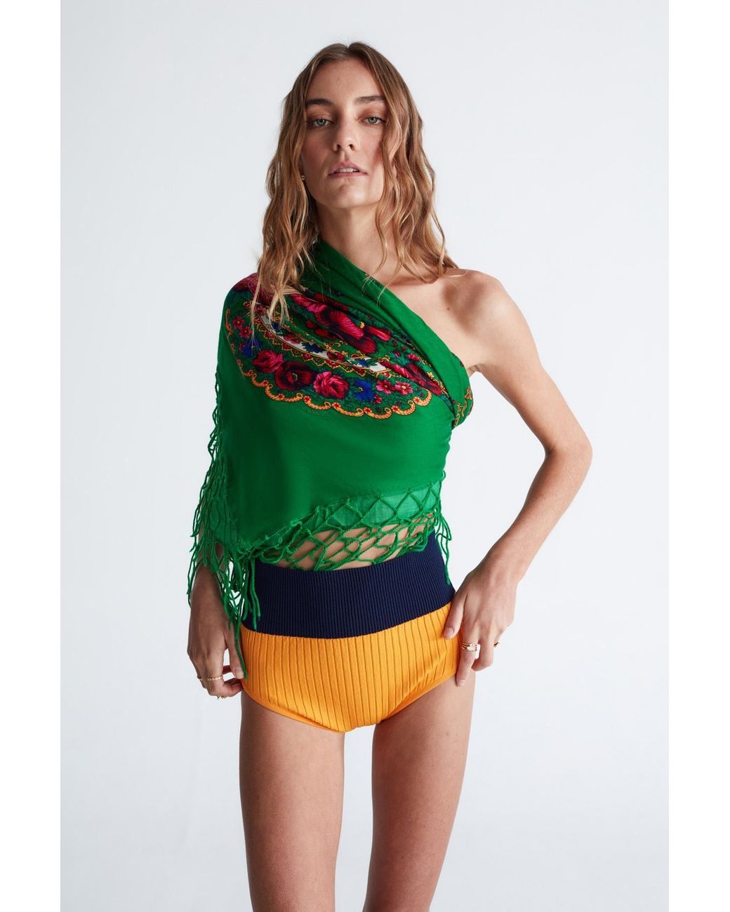 Peraluna Orange Dora Rib Knit Shorts