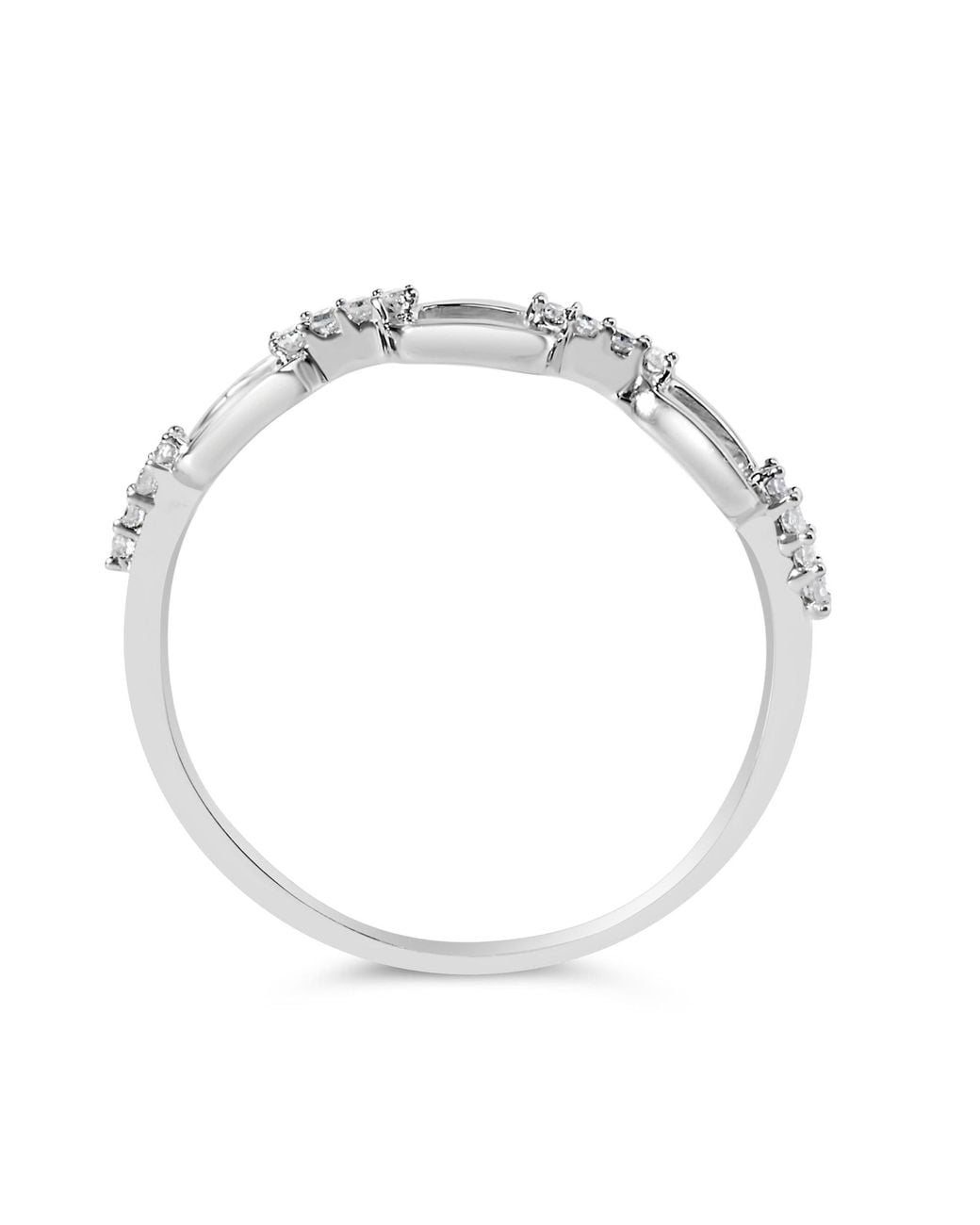 Haus of Brilliance White 925 Sterling Diamond Accent Paperclip Band Ring