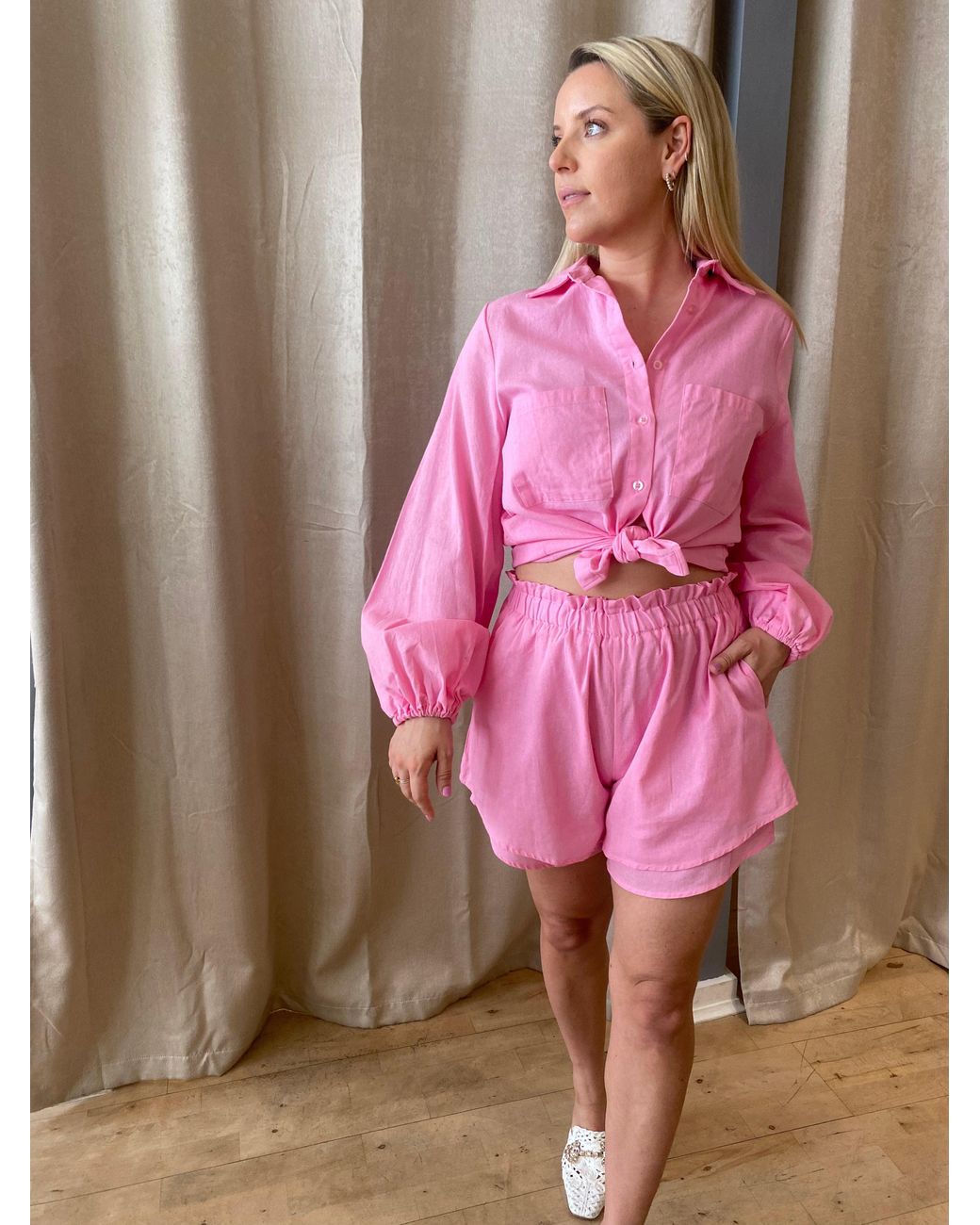 Lula-Ru Pink Carla Cotton Shirt Pinik
