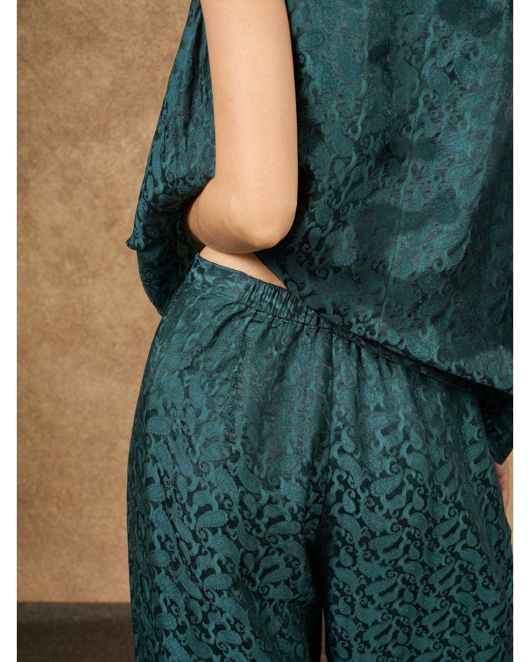 Silk and Bears Green Ophelia Dynasty Wide Leg Palazzo Trouser