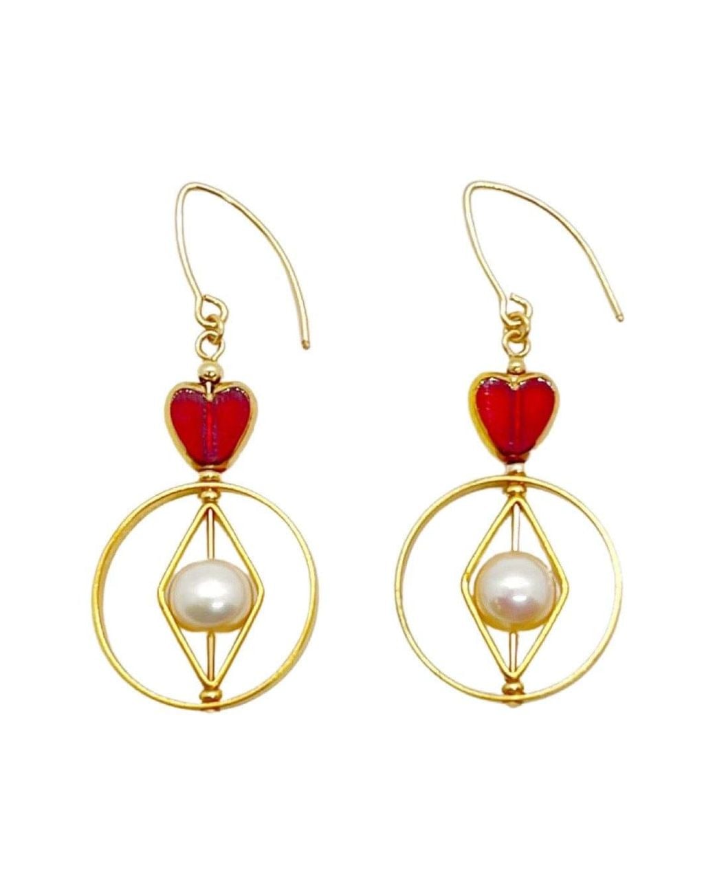 Aracheli Studio Metallic Geometric Heart X Pearl Earrings