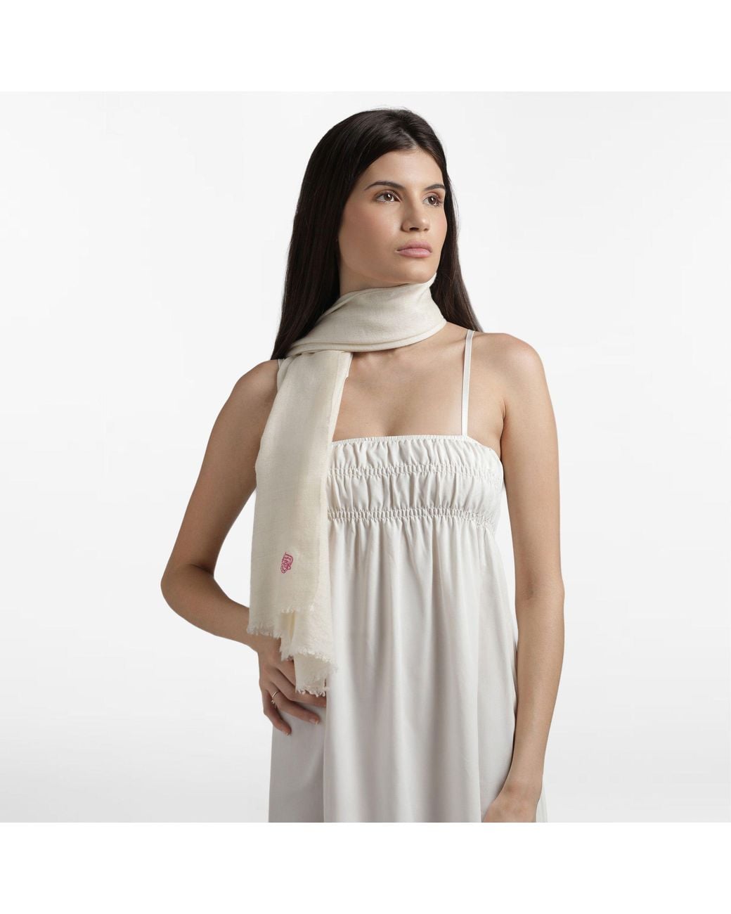 Pink Maharani Natural Cashmere Ivory Stole – Incredible Colors