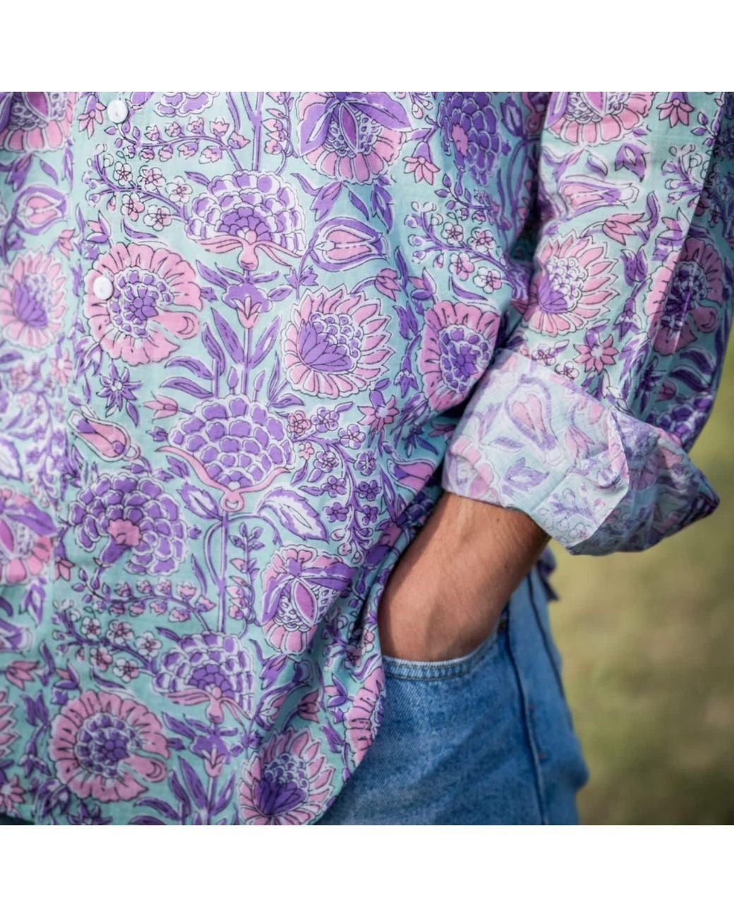 Jago's Tribe Purple Bloom Tribe Shirt for men