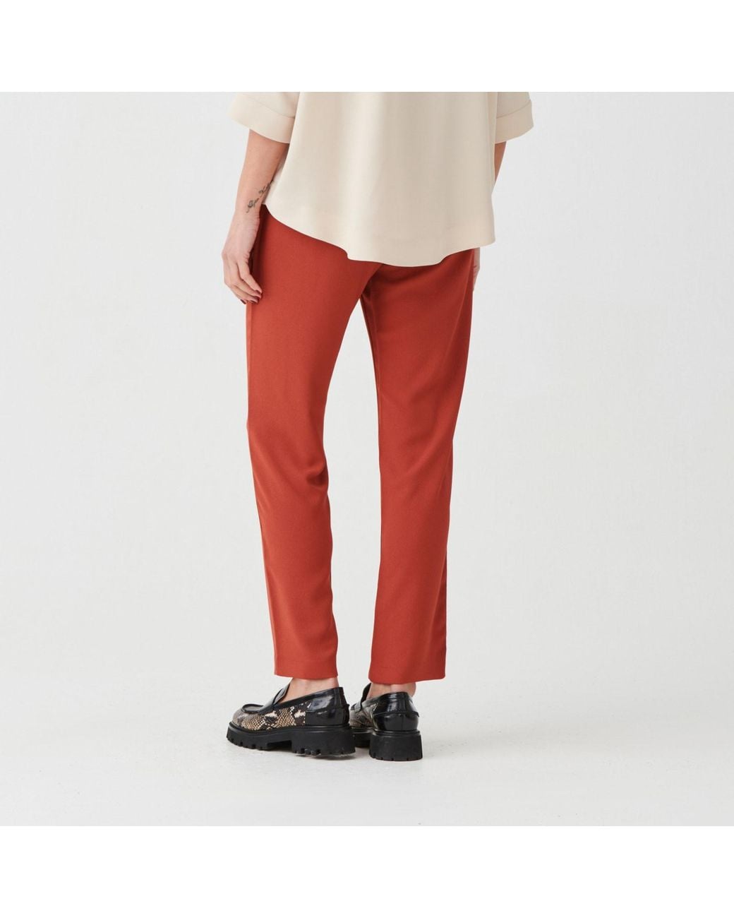 Perlavera Red Nora Pull On Pant Without Pocket
