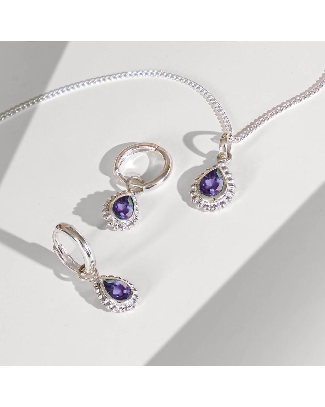 Charlotte's Web Jewellery Metallic February Birthstone Sterling Necklace And Earring Set
