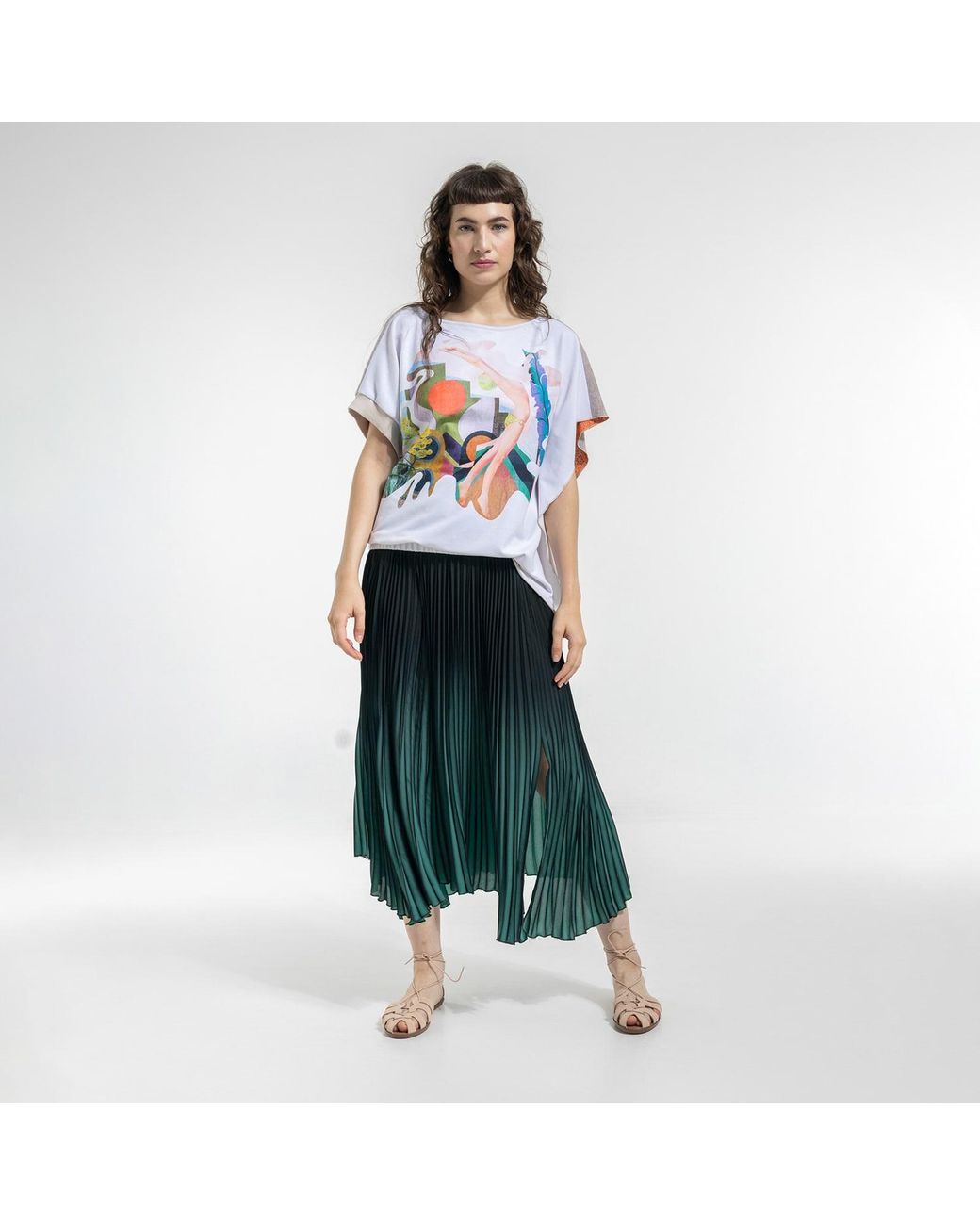 ARTISTA Green Vibe Pleated Midi Skirt