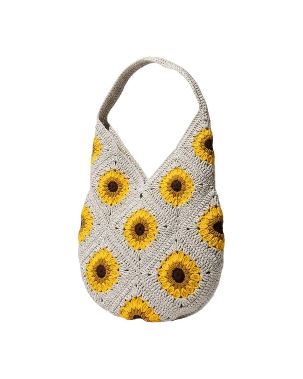 Ana Chic Yellow Sunflower Handmade Crochet Shoulder Bag