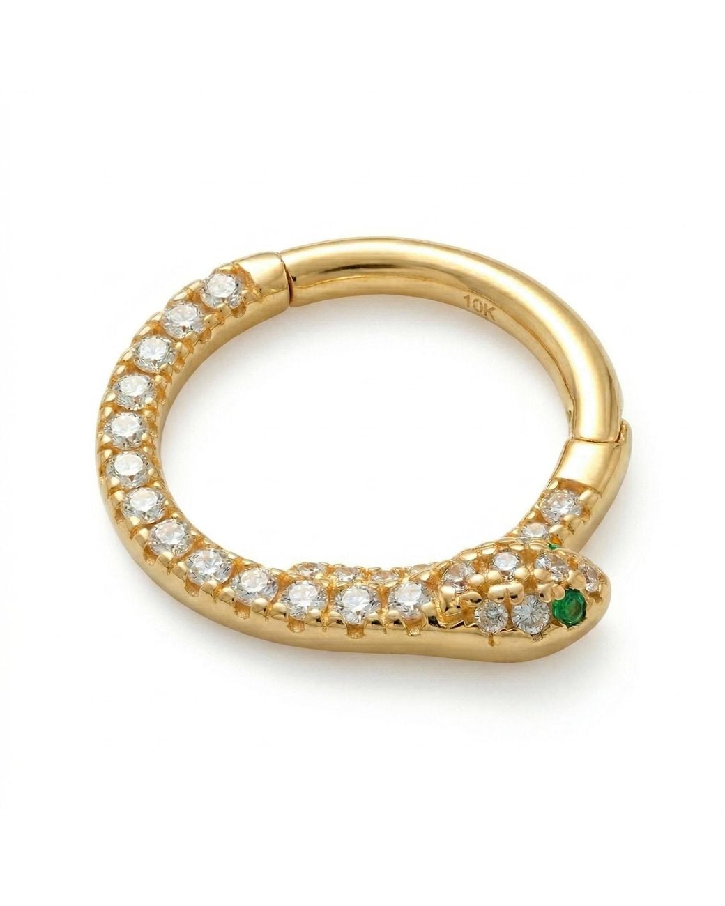 Zahav Jewelry Metallic 10K Solid Snake Cz Pave Clicker Hoop