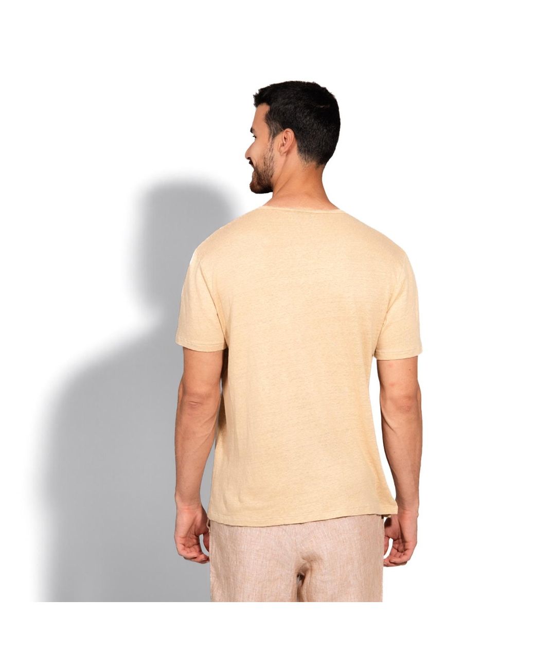 Maison Tangerine Natural Neutrals Linen T-Shirt Dune For for men