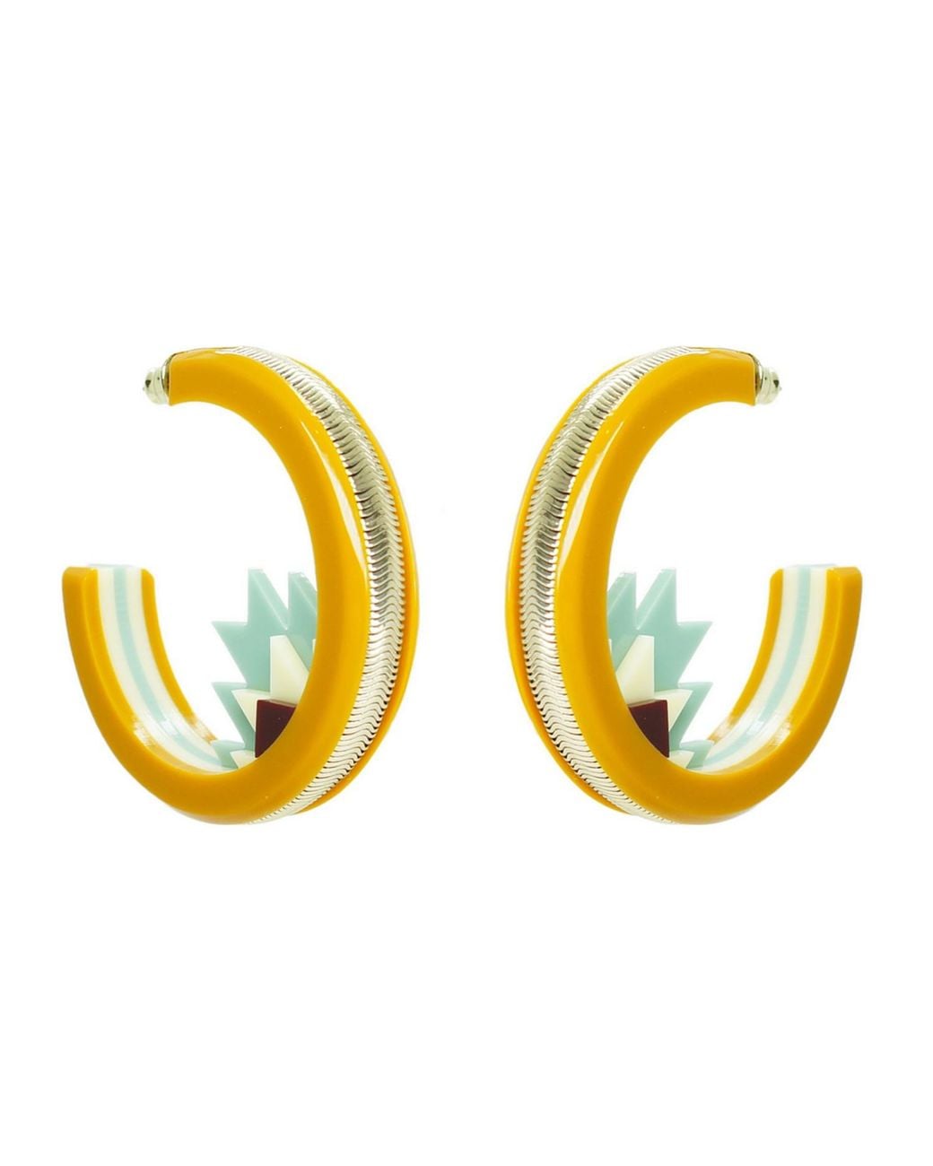 Gissa Bicalho Multicolor Handmade Acrylic Earring Hoops Kuntur Mustard