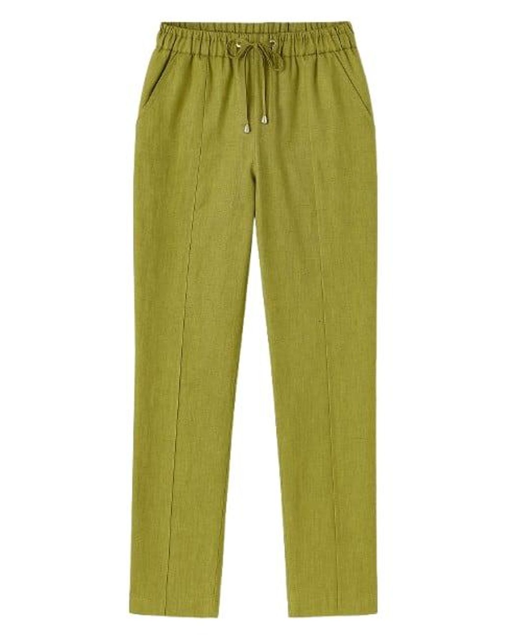 Conquista Green Linen Drawstring Pants