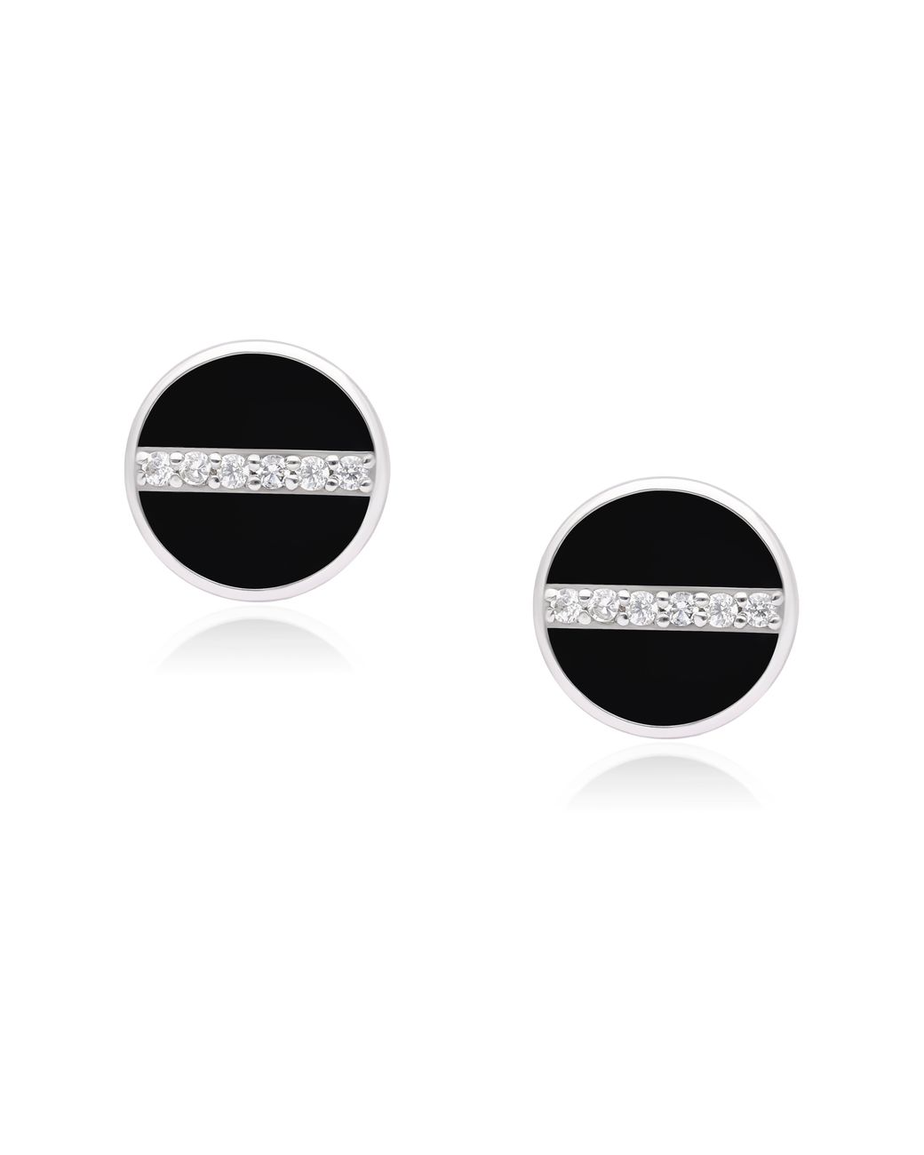 The Jewelz Black Enamel & Sparkling Cz Stud Earrings for men