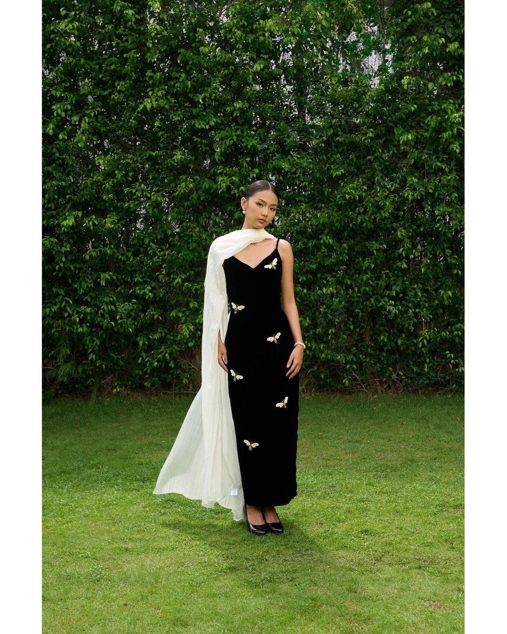 Silk and Bears White Pearl Mulberry Silk Bridal Shawl — Extra Long Wrap