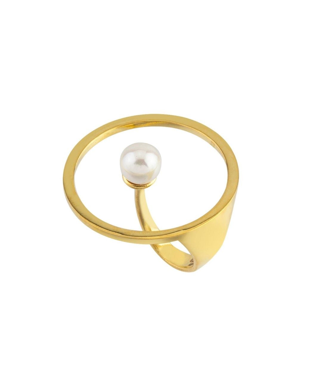 LINYA JEWELLERY Metallic Pearl Round Adjustable Big Ring