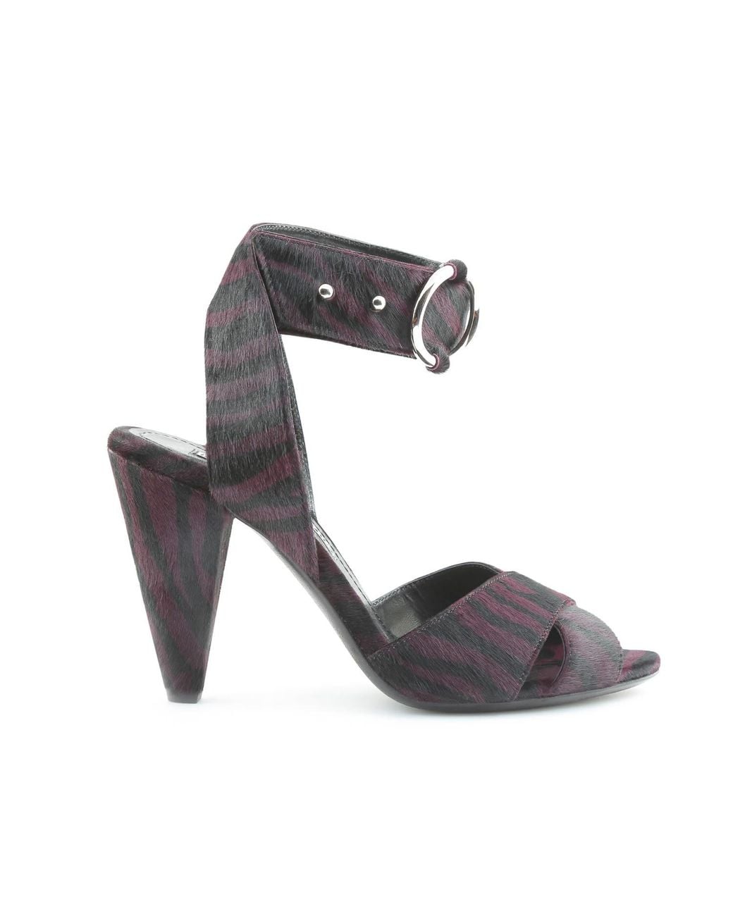 Rosamund Muir London Gray Montana & Plum Zebra Print Calf Hair Heels