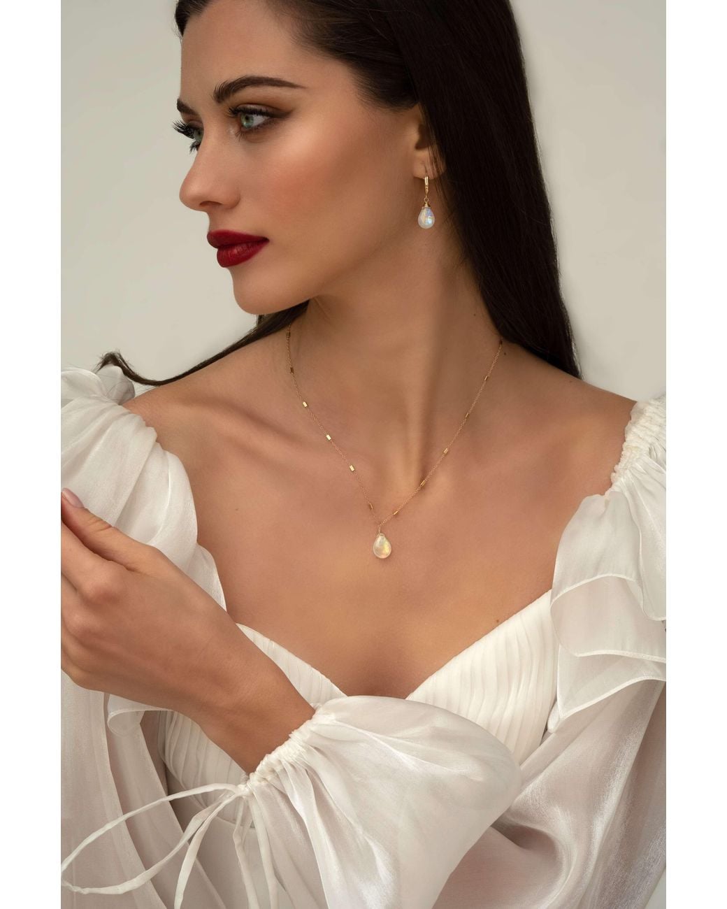 Katy Faye Metallic Neutrals Avery Moonstone Earrings