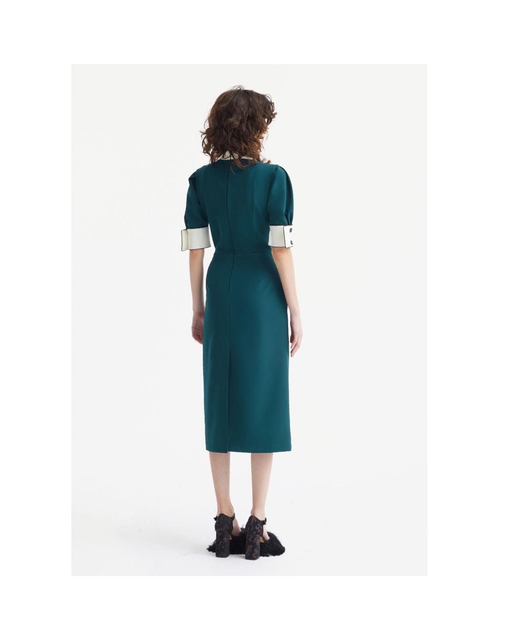Julia Allert Green Formal Fitted Dress With Collar