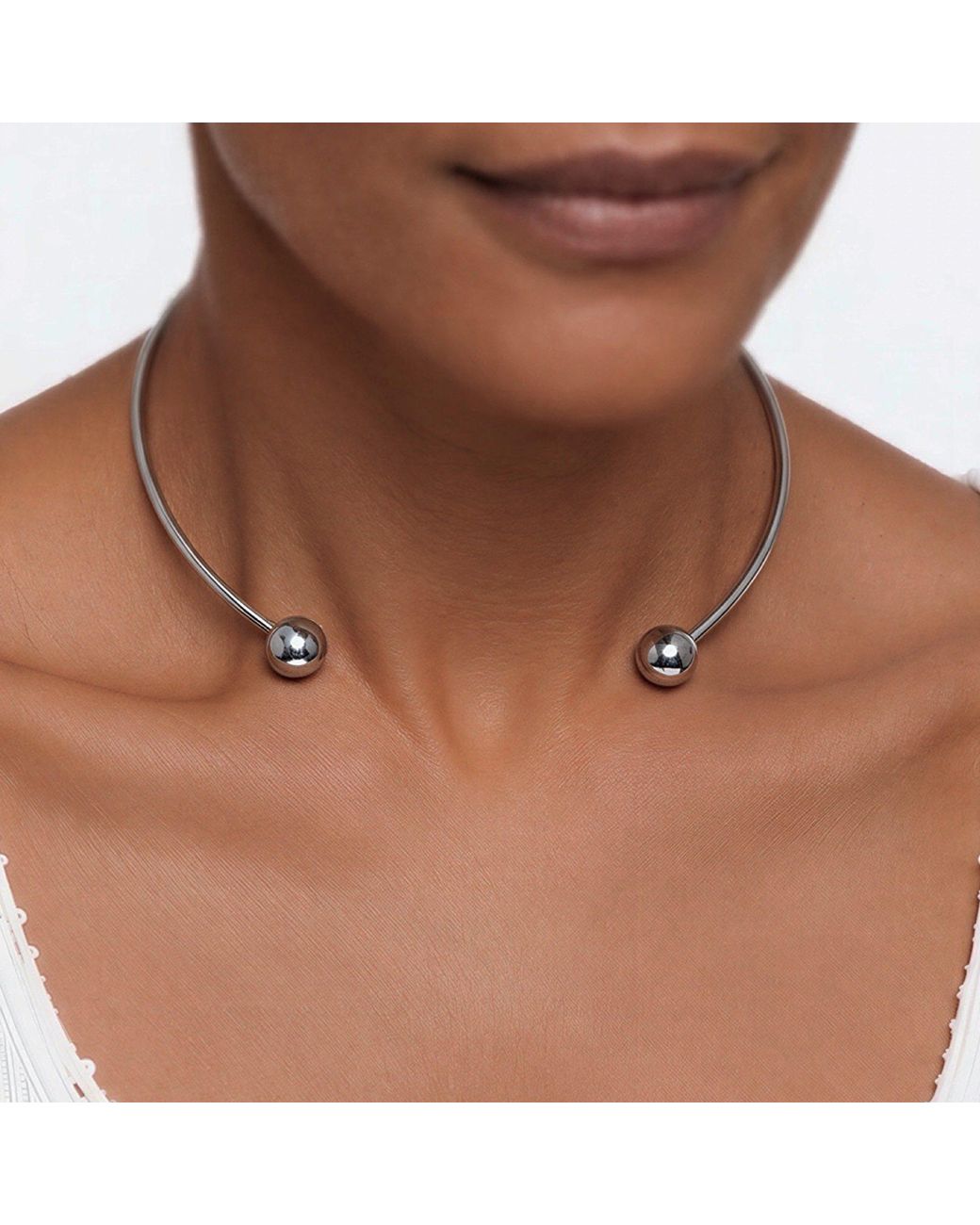 London Atelier Byproduct Metallic Stainless Steel Solid Ball Necklace