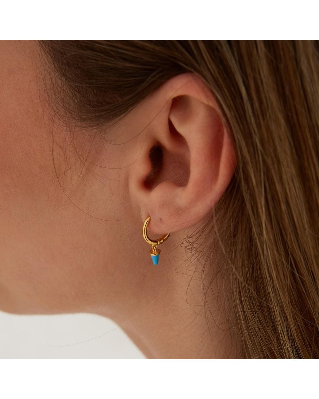 Spero London Metallic Spike Pave Hoop Drop Earrings