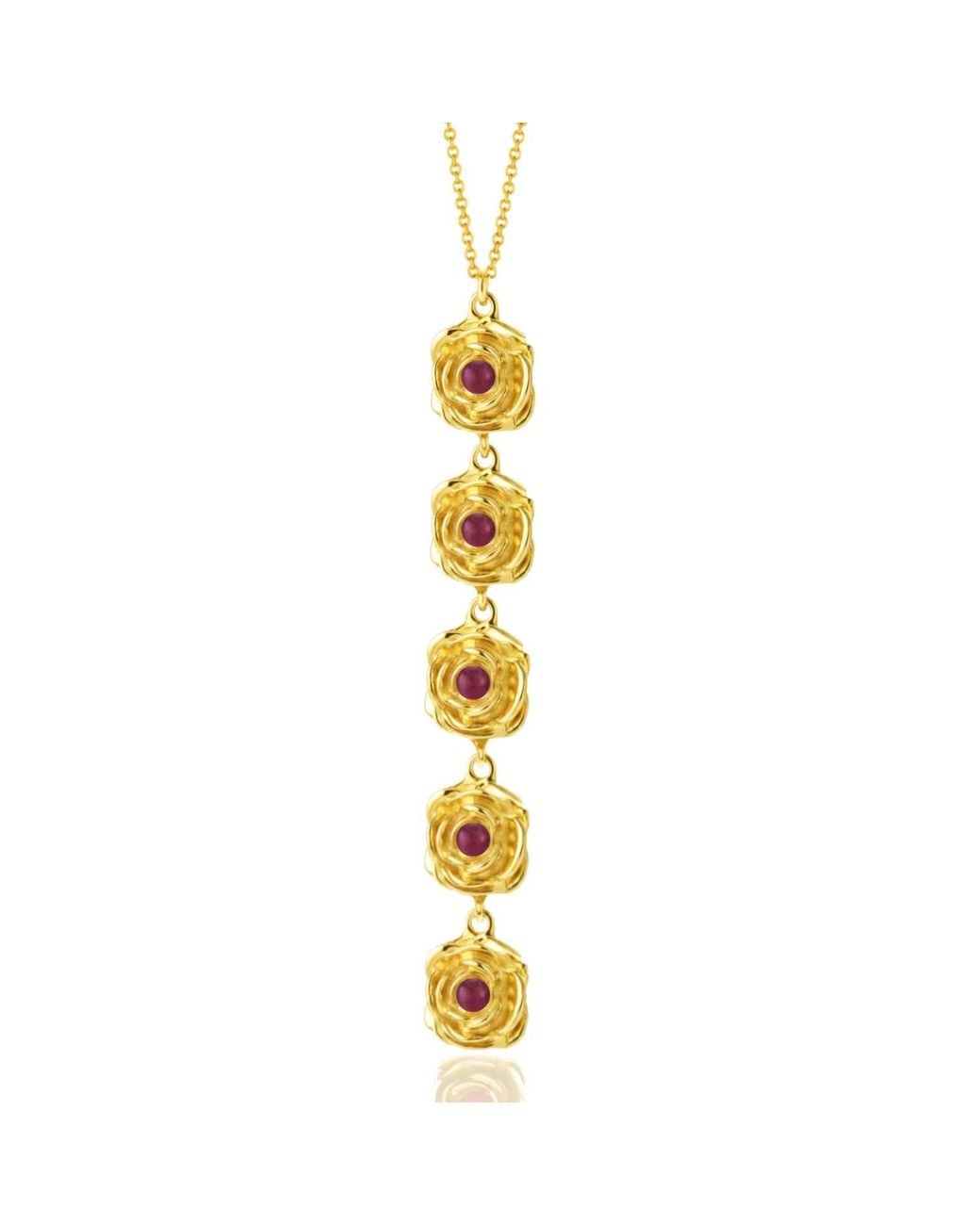Unaloe Metallic Five Ruby Rose Pendant