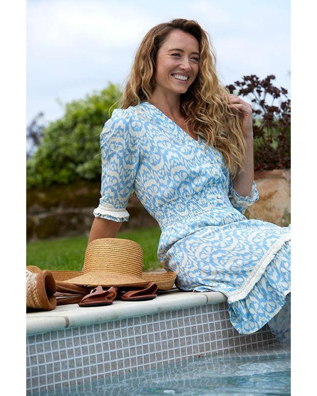 Guinea London Blue Pale & Cream Summer Dress