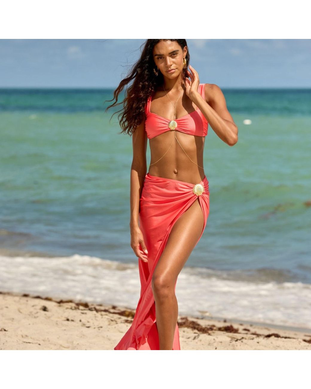 Adriana Pappas Designs Red Luna Skirt Coral Quartz