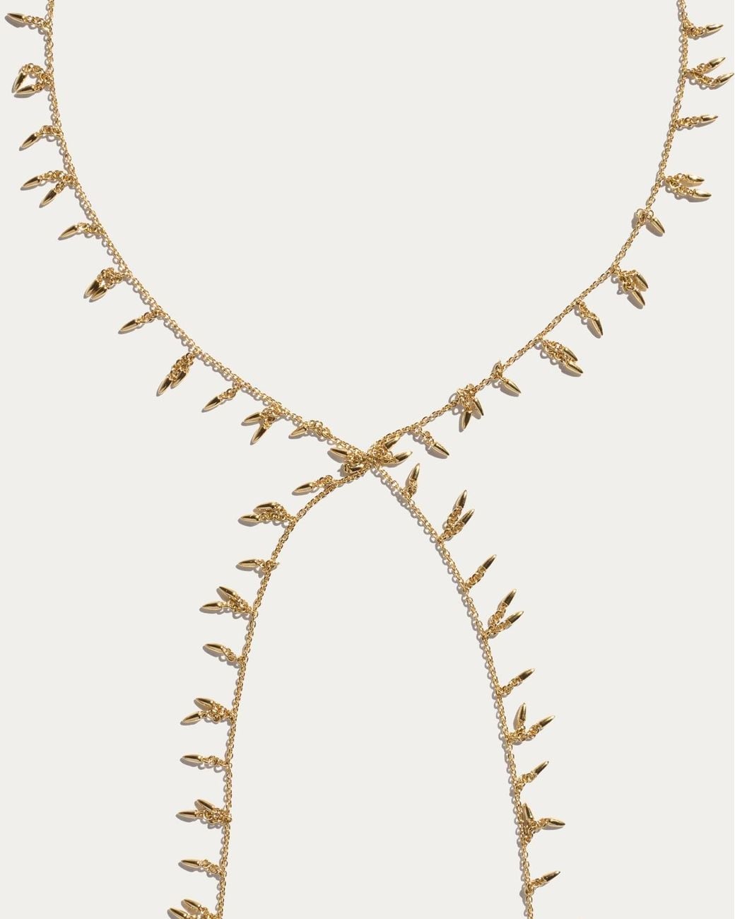 Stone Fruit Metallic Fringe Scarf Necklace