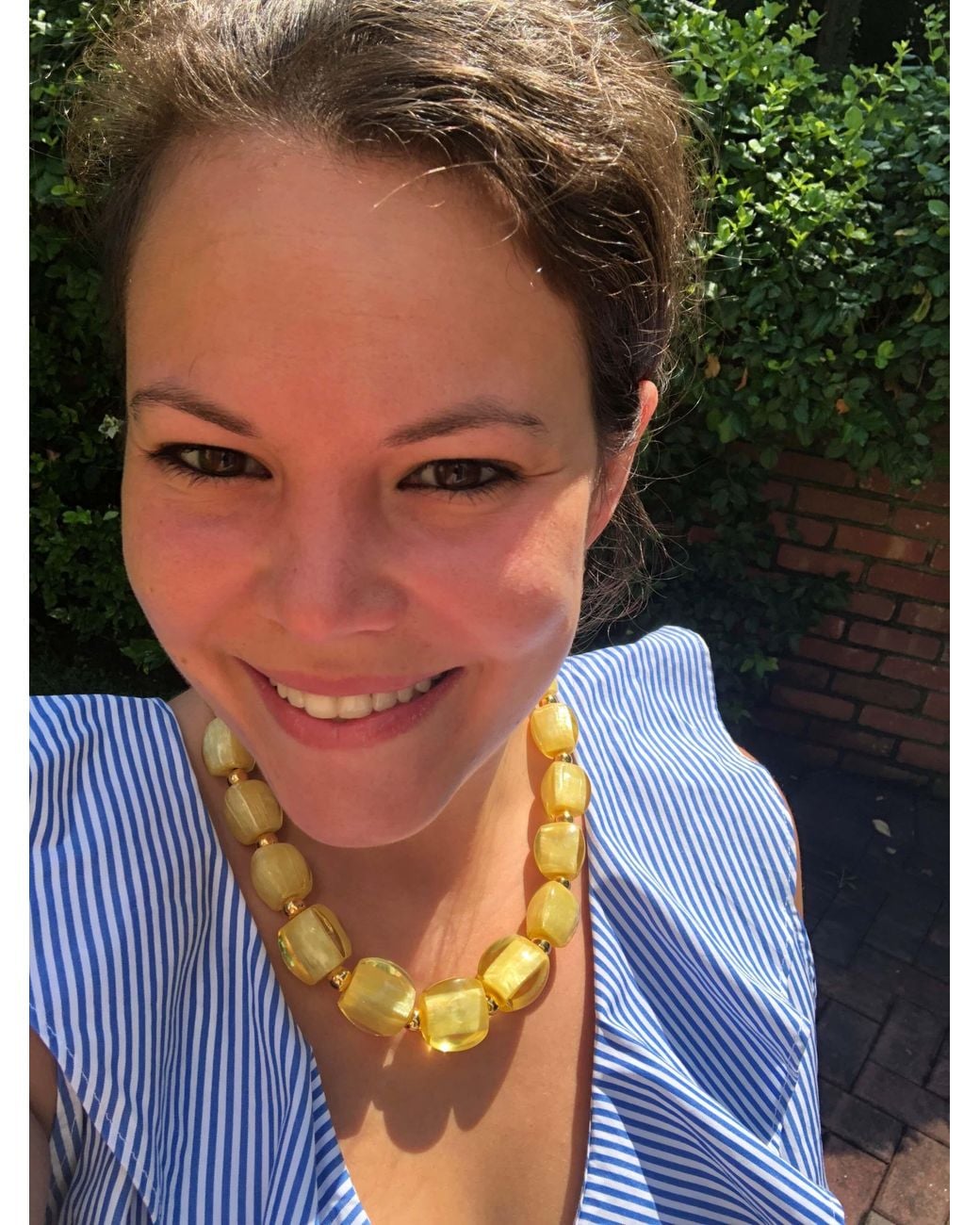 Gold & Honey Yellow Beaded Lucite Necklace For Brunch