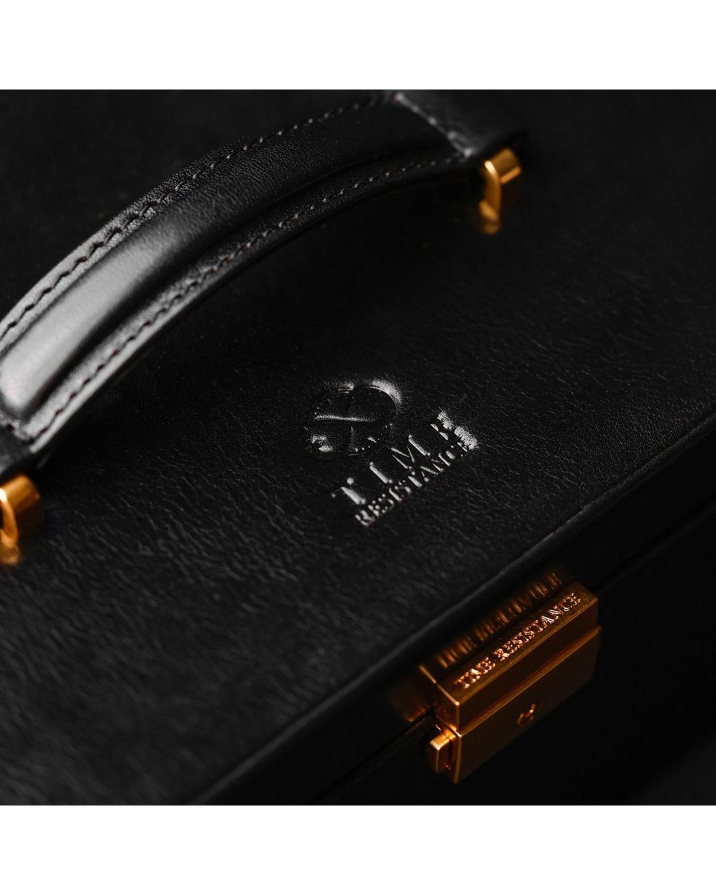 Time Resistance Black Leather Jewelry Box For