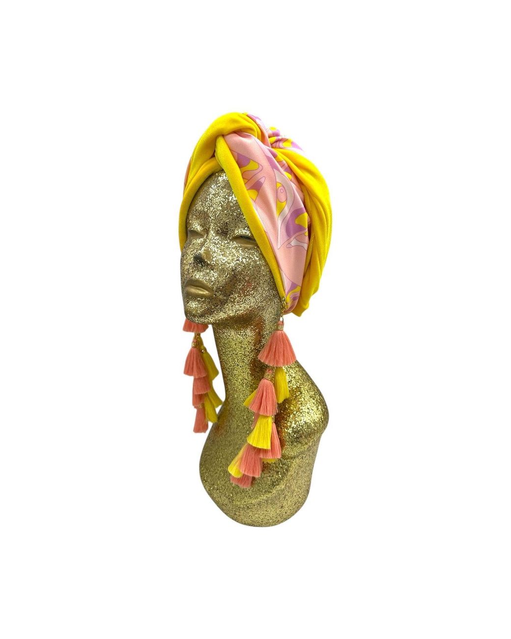 Julia Clancey Yellow Limon Martini Sunshine Chacha Reversible Turban