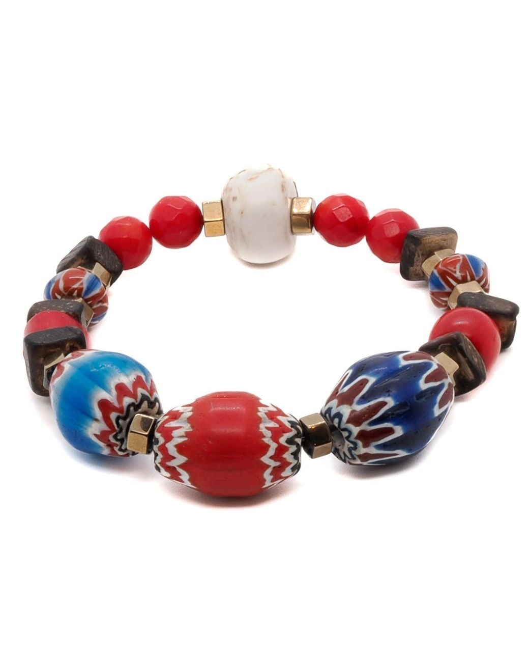 Ebru Jewelry Red Colorful Beaded Bohemian Bracelet