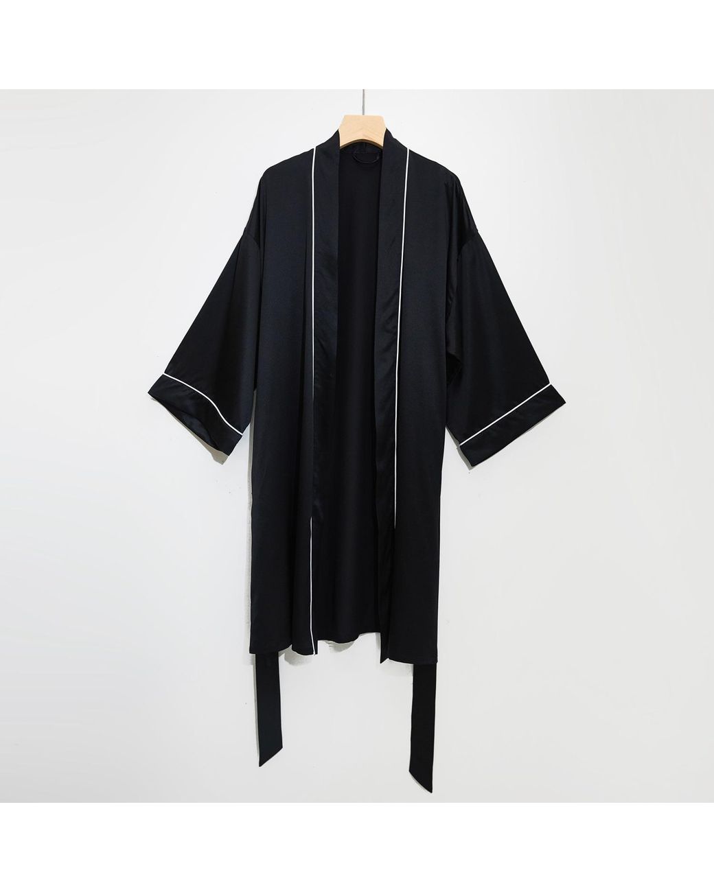 Soft Strokes Silk Black Pure Silk Kimono Robe And Slip Dress Gift Set