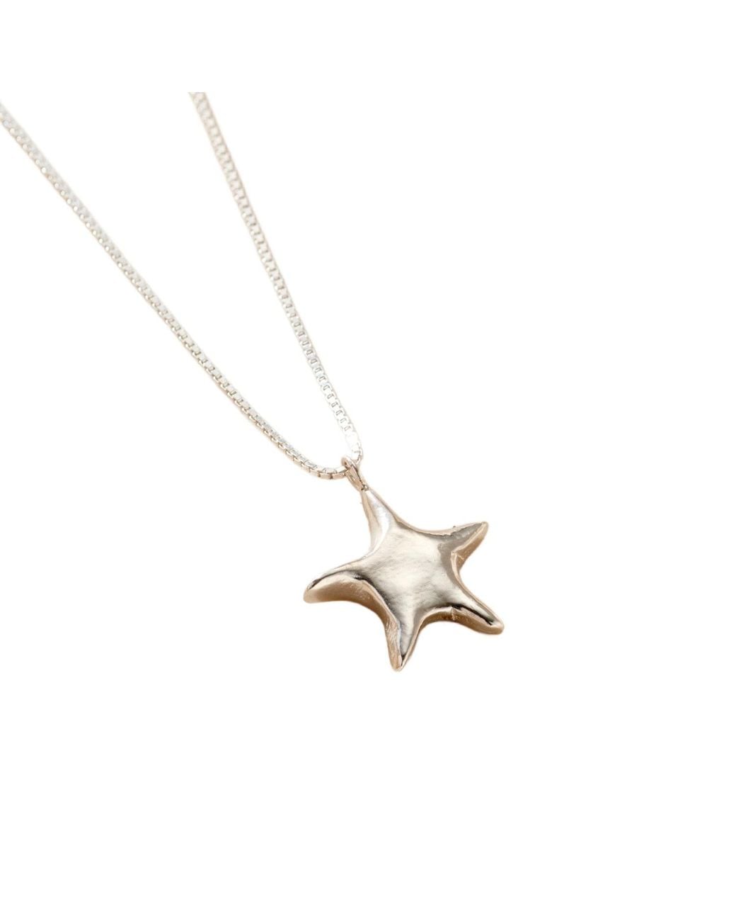 Posh Totty Designs Metallic Sterling Chunky Star Pendant Necklace With Box Chain