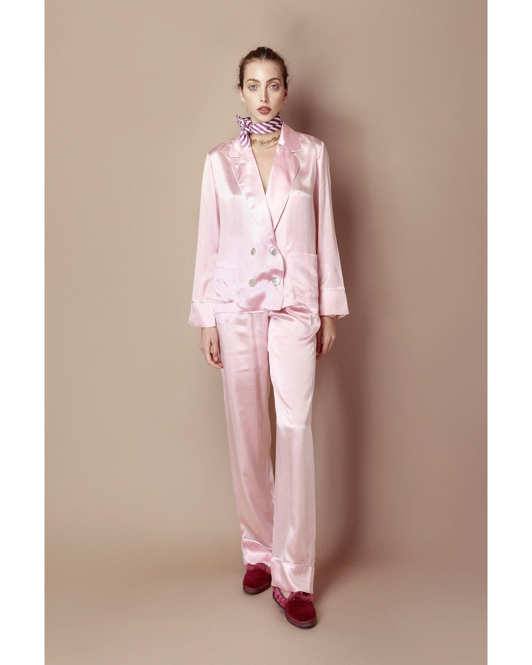 Favette Pink The Atelier Silk Pajama Set