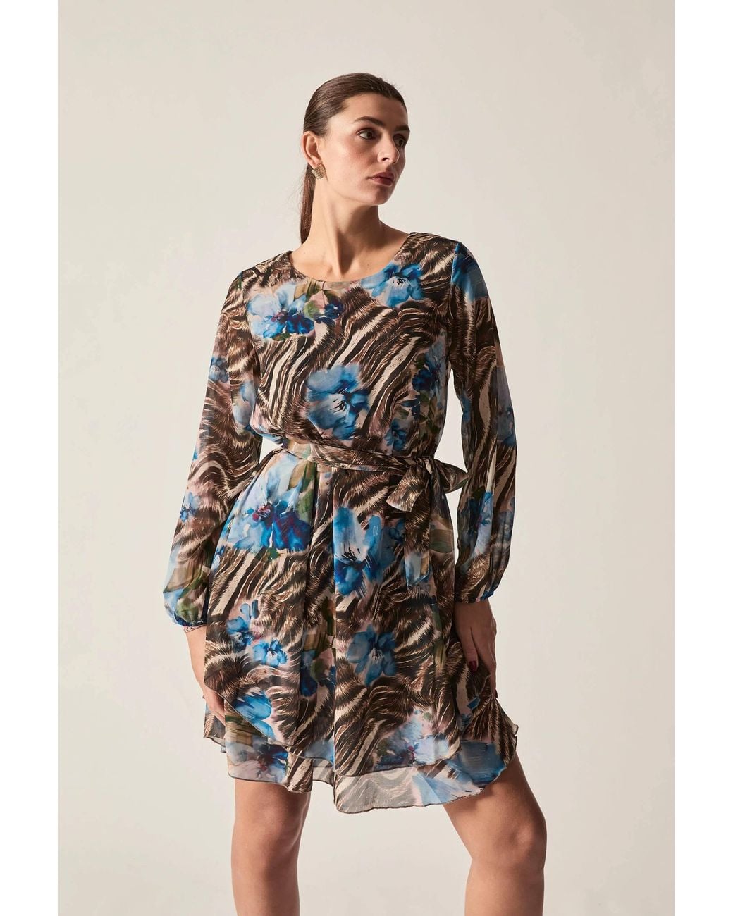James Lakeland White Floral Print Belted Dress