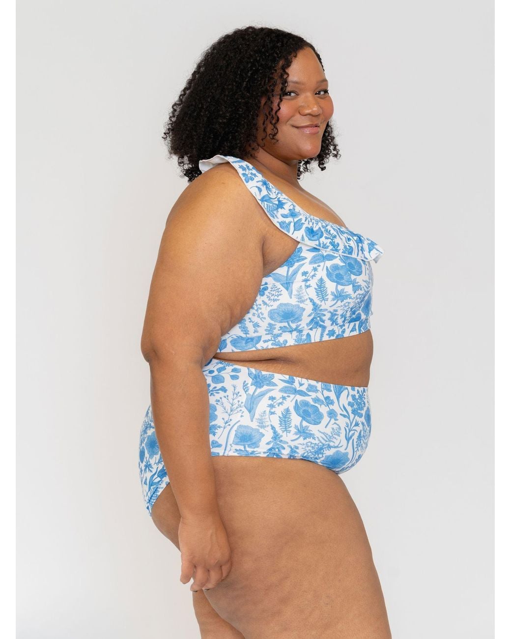 Lime Ricki Swimwear Blue Botany High-Waist Bottom