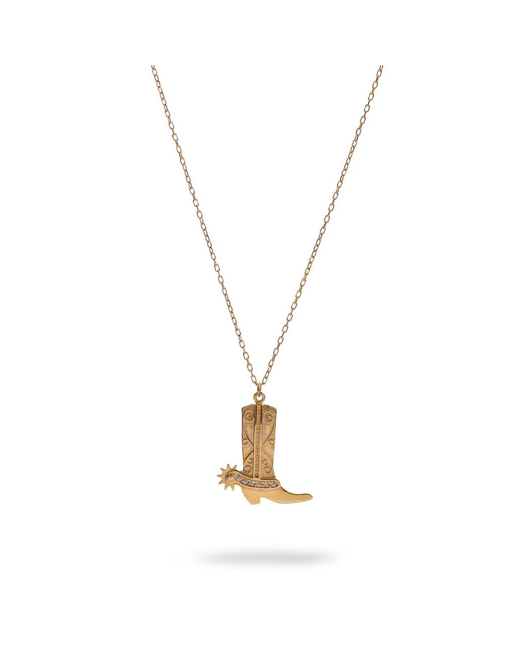 Ebru Jewelry Metallic Western Spirit Cowboy Boot Vermeil Necklace