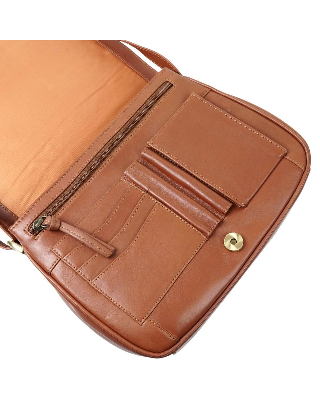 Lloyd Baker Brown Nahan Flap-Over Leather Crossbody Bag