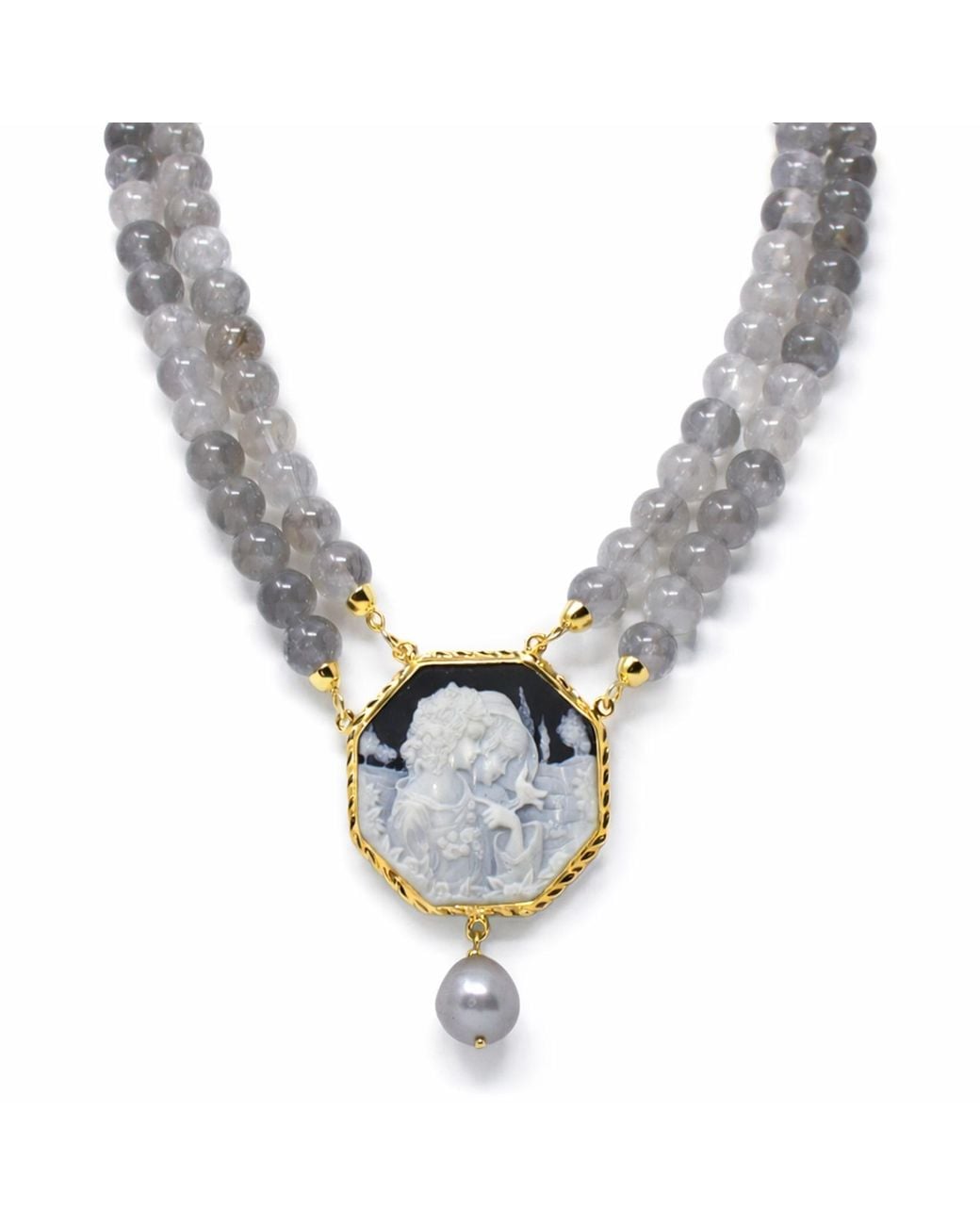 Vintouch Italy Metallic Sisterhood Cameo Necklace With Labradorite