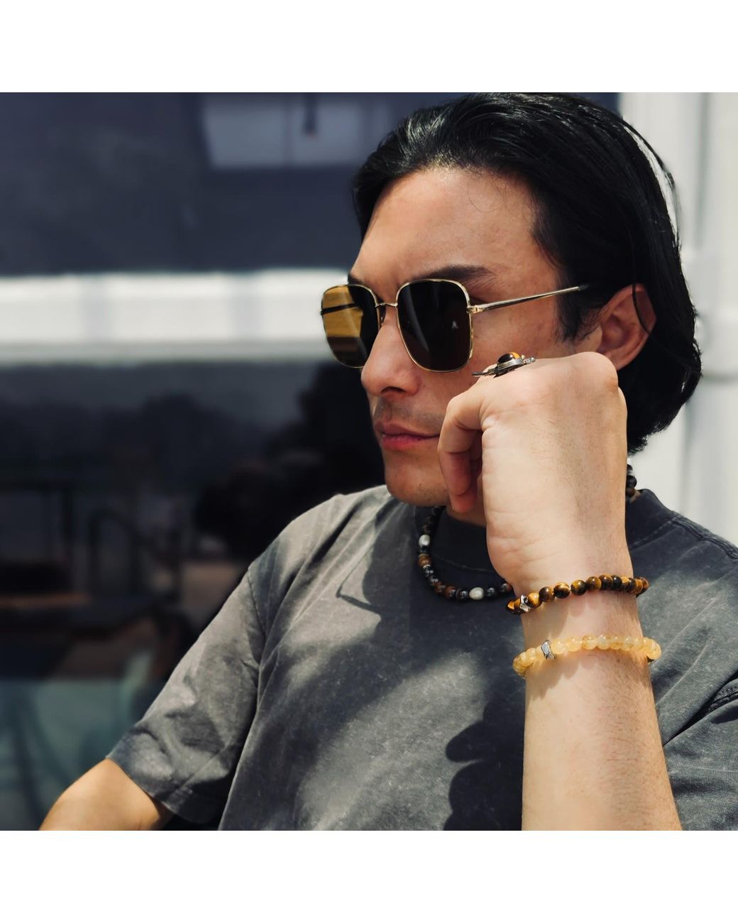 Farra Metallic Citrine Flexible Bracelet for men